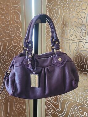Marc Jacobs Plum Leather Satchel with Gold Hardware
